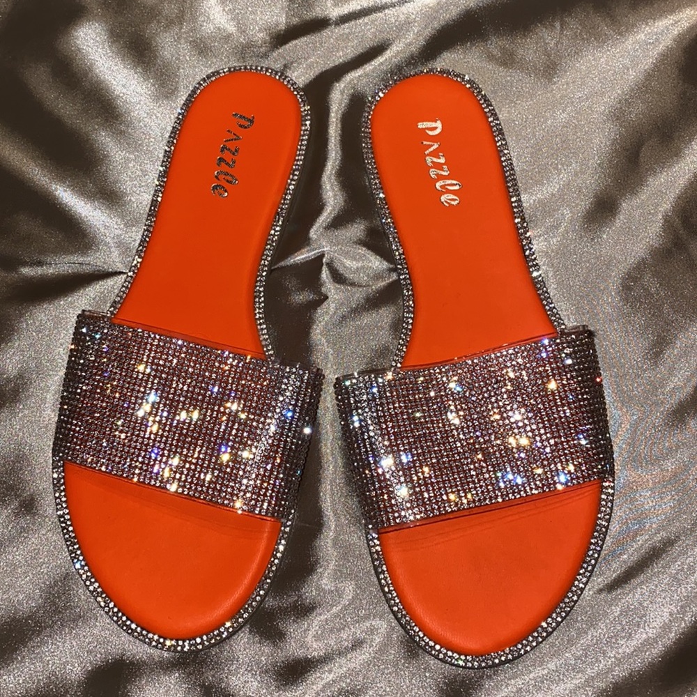 Neon Orange Sparkly Sandals